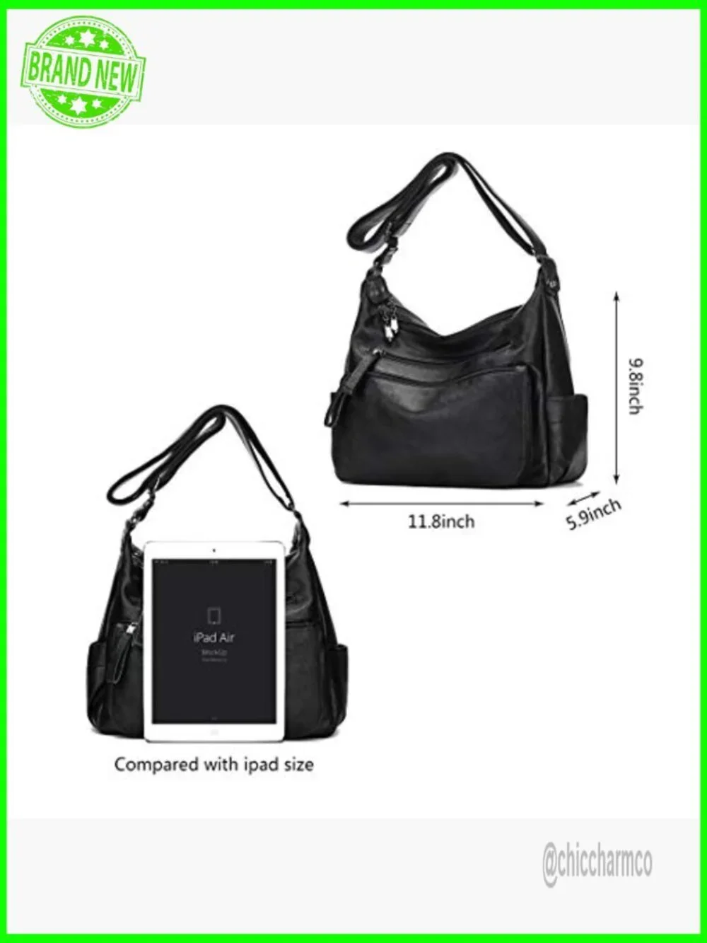 Soft PU Leather Hobo Crossbody Bag Multi Pocket Adjustable Strap
